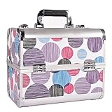 [プロ仕様]Hapilife メイクボックス 大容量 トレイ付き ネイル ジュエリー ドライヤーアクセサリー 収納ケース 水玉模様