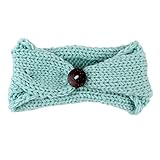 B Blesiya ヘッドバンド　ヘアバンド　女の子　赤ちゃん　幼児　かぎ針編み　ボタン　アクセサリー 写真用 全9色 - 青