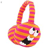 ニットイヤーマフ キッズ＆レディース用 ear-muff-4-5.MONSTER E(オレンジ×濃ピンク)