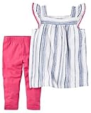 カーターズ Carter's レギンス セット 2-Piece Striped Linen Top & Capri Legging Set 24M (83-86cm) [並行輸入品]