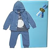 オーガニックコットン ベビー服 3点セット ブルー (12-18month(80cm))ラッピング