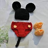 ハンドメイド 0-1歳 撮影写真 ベビー 幼児 セット ネズミ 帽子+パンツ+シューズ 0-1歳に合う 【1点】