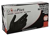 AMMEX - GPNB46100 - Nitrile - GlovePlus - Disposable Powder Free Industrial 5 mil Large Black (Case 