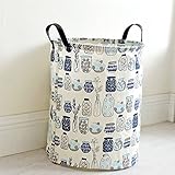 Pauwer Fabric Nursery Hamper Canvas Laundry Basket Foldable with Waterproof PE Coating Large Storage