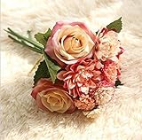 BASONG 高品質造花 バラ　薔薇 手作りブーケ アーティフィシャルフラワー インテリア飾り 本物みたい 1束 ミックスカラーD
