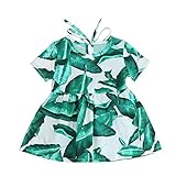 (プタス)Putars ベイビー服 子供服 女の子 ワンピース ドレス 半袖 植物柄 葉柄 可愛い オシャレ プリンセス 通園 発表会 旅行 記念日 プレゼント 6-24ヶ月