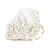 PER ベビー帽子　新生児用　キャップ　レース　ハット　コットン　調節可能　通気性良好　お出かけ UVカット　ホワイト