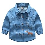 【爱莉セレクトショップ】ボーイズ カッターシャツ シャツ デニム 長袖 綿 男の子 女の子 キッズ ベビー 子供服 おしゃれ かわいい春 秋 冬 無地 定番付き ファッション (130)