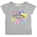 Tシャツ ベビー 子供 女の子 プリント 半袖 Tシャツ ガールズ 半そでTシャツ グレー-B 95cm