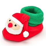 Tovadoo ベビーシューズ スリッポン サンタクロース クリスマス 秋冬 男女共用 歩行練習用 つま先保護 ソフト 暖かい 可愛い カジュアル　ファッション　保育園　室内