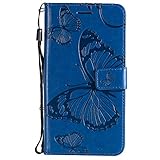 Lomogo iPhone XRケース 手帳型 耐衝撃 レザーケース 財布型 カードポケット スタンド機能 マグネット式 アイフォンXR 手帳型ケース カバー 人気 - LOKTU22451 青