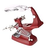 KKmoon スタンドルーペ 3X / 4.5X 溶接LED拡大鏡 卓上ルーペ 2 LED付き クリップタイプ 半田こて台 精密作業 修理用 (レッド)