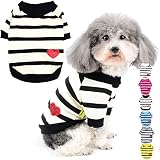 ZUNEA 犬服 Tシャツ 春 夏 小型犬 ボーダー柄 タンクトップ 綿製 おしゃれ かわいい スパンコール ハート柄 シャツ 可愛い 柔らかい ドッグウェア洋服 ペット 子犬 チワワ 猫服 脱毛保護 お散歩 イエロー XS
