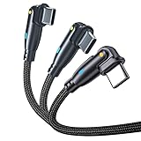 PD60W USB Type C ケーブル Ｌ字型 180°回転可【3本セット】USB-C to USB-C/Type-C 3A急速充電 & 高速データ転送 & タイプc 充電ケーブル AndroidなどType C機種対応 (黒, 1m*3)