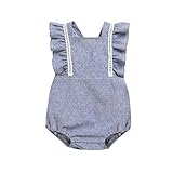 Younger Tree Newborn Baby Girls Ruffles Romper Lace Sleeveless Bodysuit Clothes Outfit (70(0-6 Month