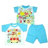 アンパン 天竺 半・半 ２トップスパジャマ サックス◇90cm