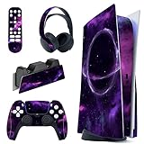 PlayVital ps5コンソールディスクエディションに対応用カスタムステッカー、ps5コントローラー＆充電ステーション＆ヘッドセット＆メディアリモート用ps5ステッカーシール【パープルディープスペース】
