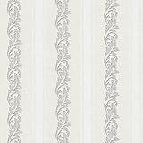 Beacon House 495-69046 Rennie Light Grey Scrolling Stripe Wallpaper [並行輸入品]