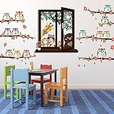 Walplus Removable Wall Stickers Window View Of Animal Friends + Nursery Owl Numbering - Nursery Kid'