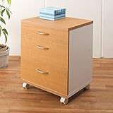 パソコンデスク 引出しラック キャスター付 ナチュラル PC-3545H-NA