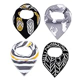 GudeHome 4枚セット ベビー スタイ ビブ よだれかけ 2層タイプ 三角 バンダナ型 スナップ サイズ調整可能
