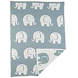Mud Pie Knit Blanket, Blue Elephant by Mud Pie