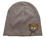 [パンダファミリー] 赤ちゃん ベビー ニット帽 かわいいクマのアップリケ 帽子 綿 全9色 グレー