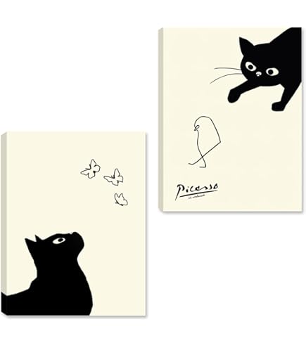 Amazon.co.jp: ピカソ ポスター 動物 猫 絵画 鳥を捕まえる猫 抽象画