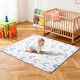 BQKOZFIN プレイマット ベビーマット 180x200x極厚2cm 折りたたみ 安全検査済み 大判 赤ちゃん 子供ゲームパッド 赤ちゃんプレイマット 滑り止め 防音 安全素材 一枚入り（180x200x2cm，虹の図案）