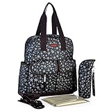 エルフ ベビー (Fairy Baby) 多機能マザーズバッグ 消臭抗菌 大容量 プリントナイロン (ブラック,32.5*12*38cm)