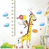 Cartoon Animals Growth Chart Wall Stickers Height Measurement Removable Wall Decals Home Decor PVC A