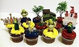 SHREK 14 Piece Birthday CUPCAKE Topper Set Featuring Shrek, Princess Fiona, Donkey and Puss in Boots
