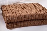 iSunShine®コットンニットケーブルスロー ソフトで暖かい カバーブランケット ケーブルニット模様 70x78 Inches ブラウン BAMAH1820-32