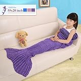 BATTOP Mermaid Tail Blanket Warm&Soft Sleeping Bags Birthday Christmas Gift for kids 55"x28" -(Child