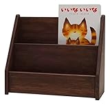 絵本が前に倒れません 小さな絵本棚2段アンティーク風(Sサイズ)マガジンラック、本たて