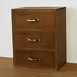 BREA 日本製 木製 3段ミニチェストNo.6 小物入れ (ダークブラウン)