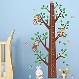 Dragon Honor ウォールステッカー 子供身長計 可愛い 小猿 小鳥 綺麗な木 子供部屋 幼稚園 保育園 身長ステッカー おしゃれ インテリア雑貨 飾り 壁紙シール タイルシール 壁の装飾 は