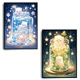 LUHSICE 2枚 ダイヤモンドアート 絵画 動物 ネコ匹 手芸キット 大人向け