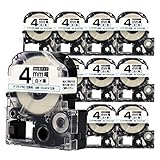 【インクのチップス】キングジム対応 テプラPRO用互換 SS4KW 互換テープ 強粘着 白/黒文字 4mm 10個セット