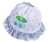 カワイイ ベビー 用 ハット コットン チェリー ベルト付き 日差し 紫外線防止 男女児 キャップ 帽子 赤ちゃん(0-4ケ月) (ブルー, 40cm)