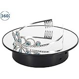 LW 回転 ディスプレイスタンド 電動 360度回転台 電池式/microUSB給電回転台 鏡面 撮影用,宝石類、時計、化粧品、玩具モデル、携帯電話、デジタルカメラの表示に適しています (black-mirror)