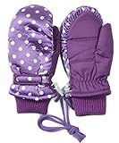 キッズ・ジュニア 女の子用ドット柄ミトンスキーグローブ 9434 110～120cm パープル