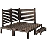 ウッドデッキ キット システムサンデッキ ボーダーフェンス付セット(幅120＆72cm×2/デッキ4台/ステップ台) SD-1818-BFS72X2120DBR