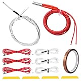 DAOKAI 4 個 24V 40W 620 セラミック カートリッジ ヒーター ワイヤー 1m & 3950 100K NTC サーミスタ 3D プリンター用 12mm 耐熱テープ付き、4 個の加熱ブロック コットン
