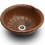 メイク　利休信楽手洗い鉢　30φ　変形飴釉土灰　　018-29