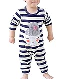 YY-Natuhi ベビー服 女の子 男の子 ロンパース 新生児 赤ちゃん ボディースーツ 肌着 出産祝い 子供服 綿 長袖 七五三 カバーオール かわいい ストライブ柄 前開き (73cm, 1ネイ
