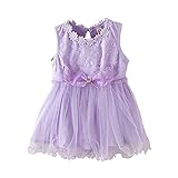 【SEBLES】ベビー 赤ちゃん 女の子 可愛い ワンピース ドレス 無地 ノースリーブ シフォン 花柄 レース エンジェル Aライン エレガント パーティー お呼ばれ(パープル,120)