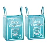 Laundry Hamper withハンドル防水軽量Dirty Clothes /おもちゃストレージバスケットビンオーガナイザートップ部with Velcro