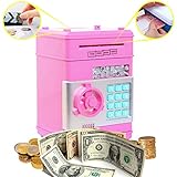 コイン銀行キッズ用、kpacoコード電子マネーバンク、ミニATM CoinパスワードボックスSaving Banks、ベビーおもちゃギフト誕生日子供のためのギフト – ピンク