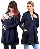 Sweet Mommy ダッカーいらず コットンスウェット コーディガン フードしまえる 襟ポケット カーディガン ママアウター マタニティ 臨月 産前産後 F ネイビー